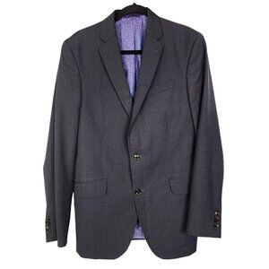 Ted Baker London Endurance Jones CT Mens 40L Gray Blue Blazer Jacket Sport Coat
